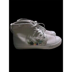 BANGS SHOES HIGH TOPS BEIGE LONDON FOG SUCCULENT/CACTUS   Unisex W8/M6.5 NWT